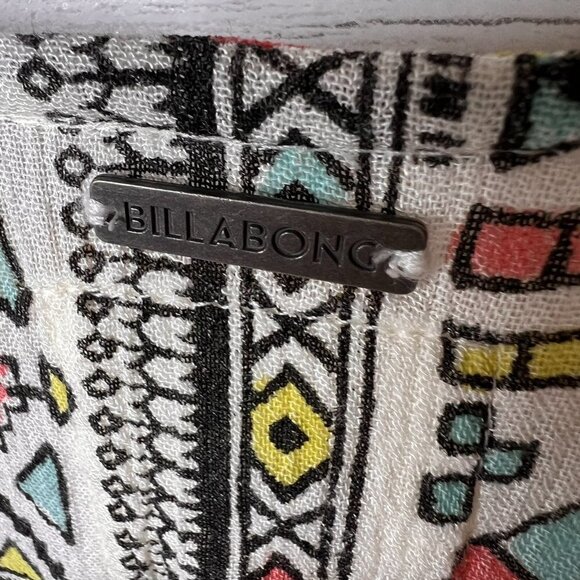 Billabong Kimono Cardigan Size S/M Salty Waves Geometric Aztec Print Fringe Boho - Picture 14 of 16